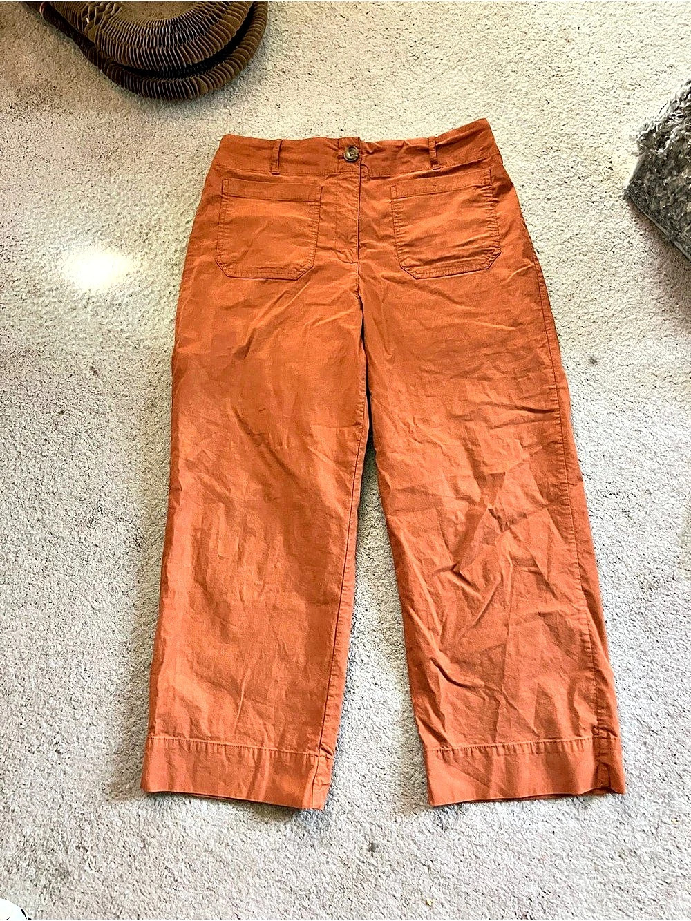 Hilary Radley Linen Blend Wide Leg Crop Pants Cropped Straight Leg Cotton Pants